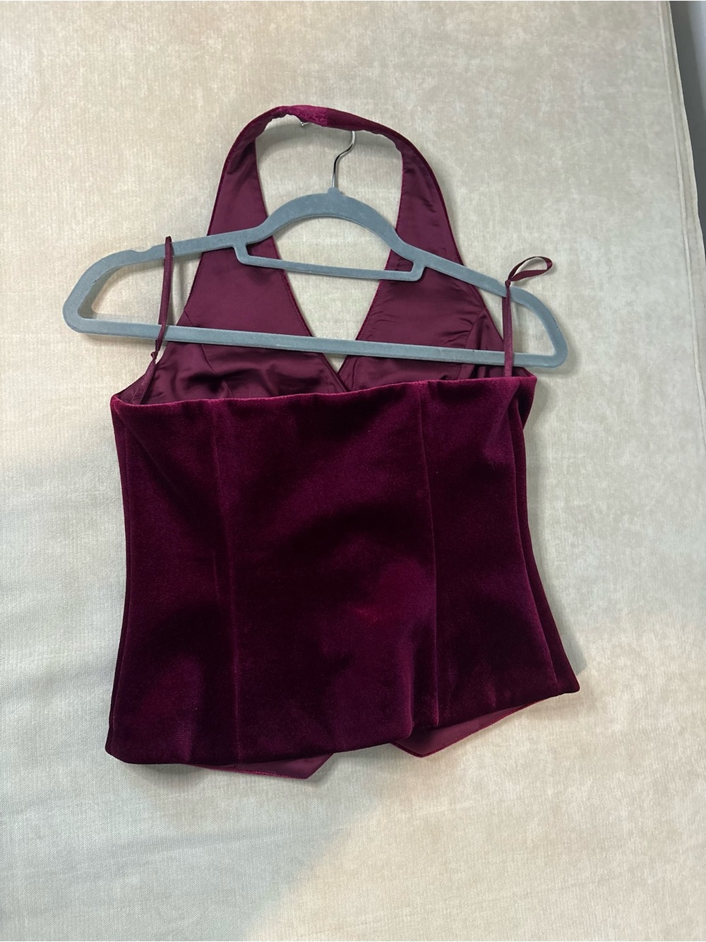 White House Black Market Velvet Halter Vest in Wine - Picture 5 of 5